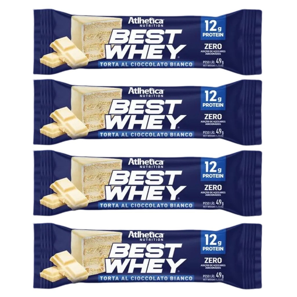 Kit 4 Best Whey Bar Atlhetica de 49g Torta Cioccolato Bianco