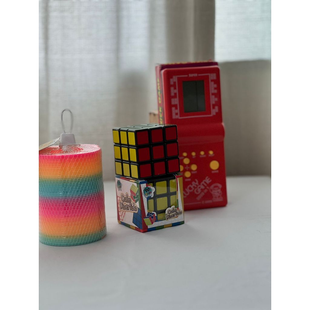 Kit Cubo Magico+game brinck game portátil 1000 jogos+ mola divertida