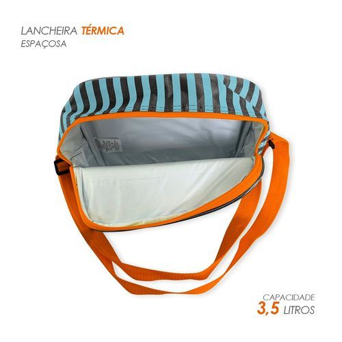 Kit Mochila Infantil Escolar Conjunto 3 Pecas Design Tubarao Laranja Organizador Escolar