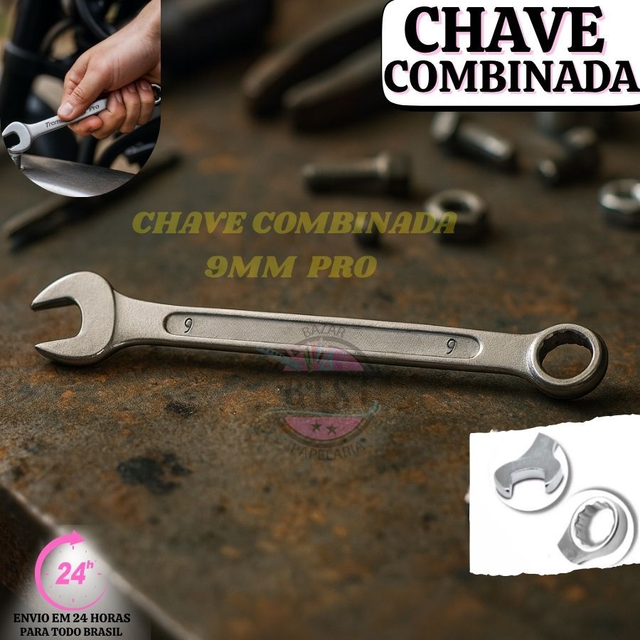 Chave Combinada Profissional Aço Carbono 9MM Startools Ferramentas