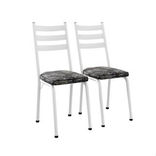 Conjunto com 2 Cadeiras New Revestimento Sintético Preto Floral Dourado e Branco em Oferta na Shopee