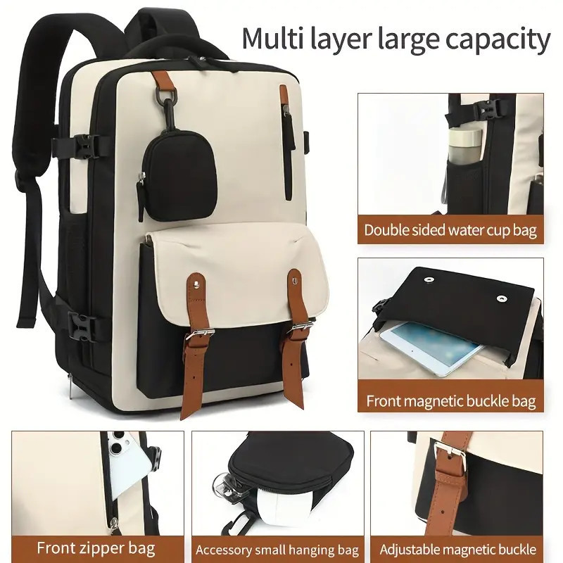 Mochila De Viagem Feminina Multifuncional À Prova D'água Reforçada Trilha Esportiva