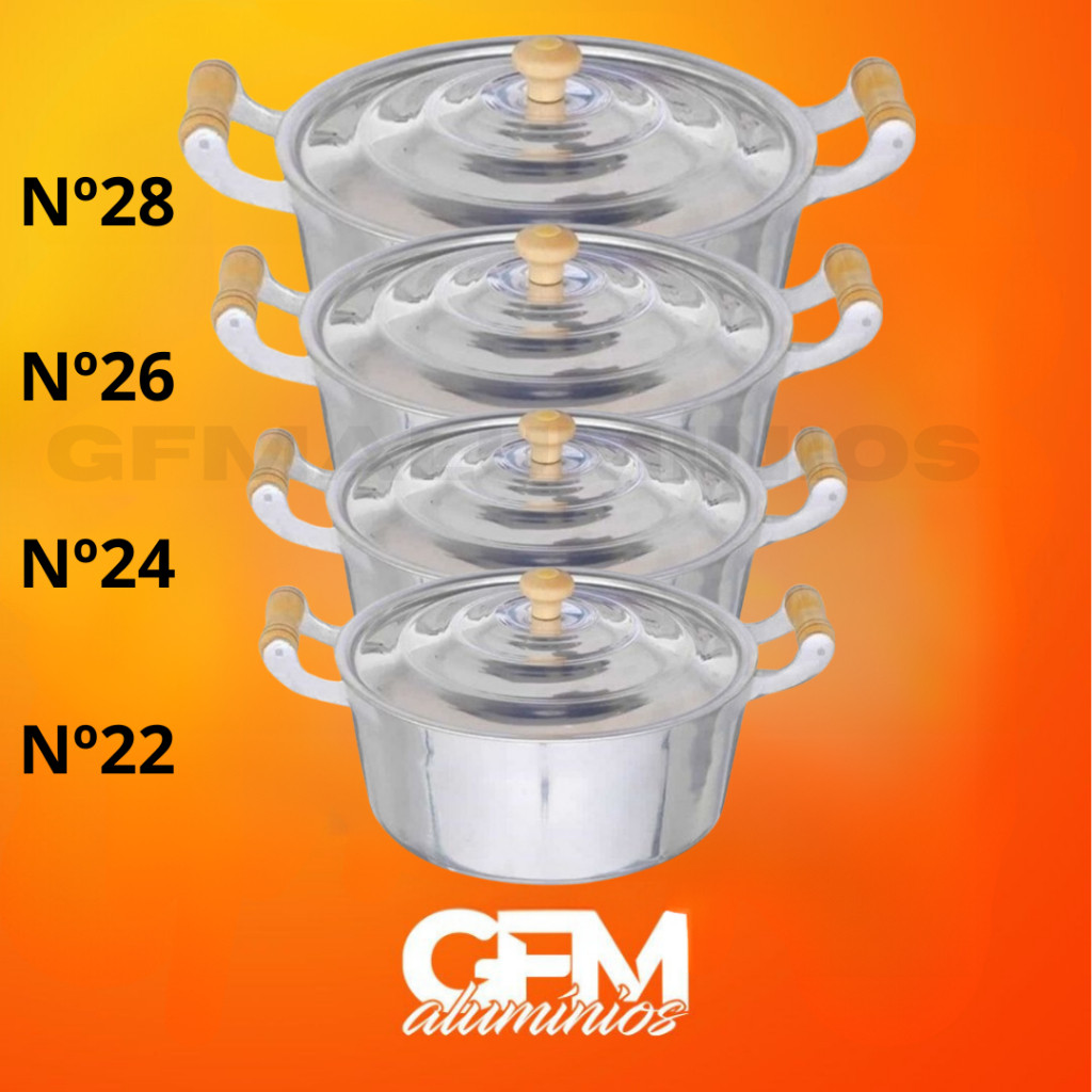 Conjunto de Panela em Aluminio Batido fundido grosso Nº22 a 28 / LINHA PREMIUM GRANDE. Jogo de panelas para sua cozinha