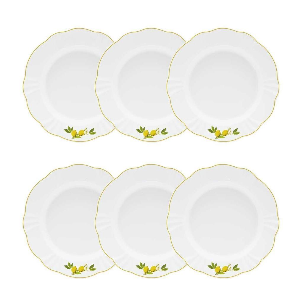 Jogo De 6 Pratos Fundos 24 Cm Oxford Soleil Limoni em Oferta na Shopee