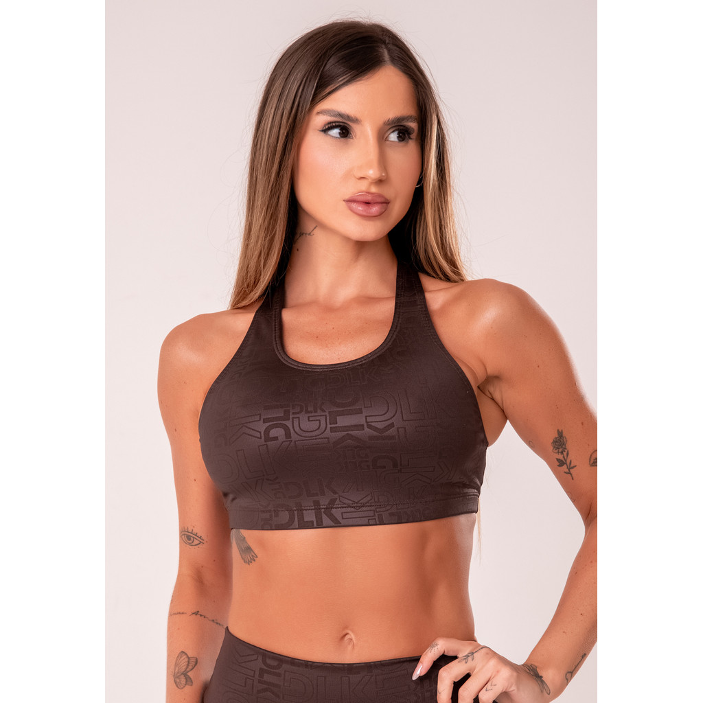 TOP FITNESS FEMININO NADADOR LOGOMANIA REFLECTIONS DLK em Oferta na Shopee