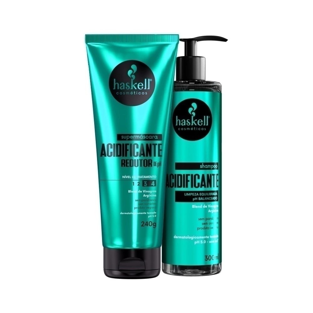 Kit Haskell Acidificante 2 Peças: Shampoo + Supermáscara | Tratamento Reconstrutor e Equilíbrio do pH Capilar em Oferta na Shopee