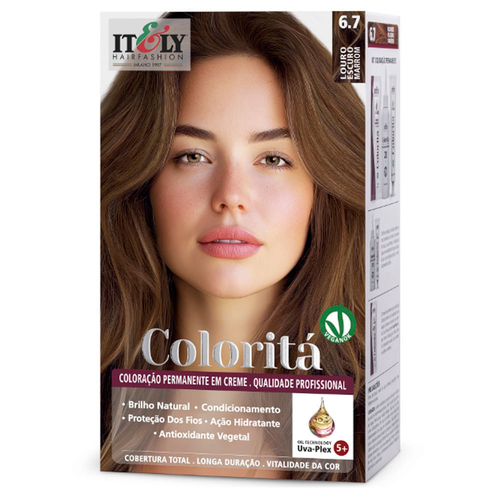 Coloração Itely Coloritá em Creme Cor Louro Escuro Marrom 6.7