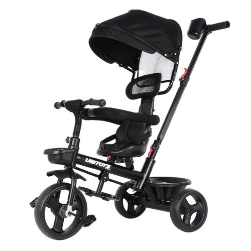 Triciclo Infantil Com Empurrador Ajustavel Conforto Seguro Preto