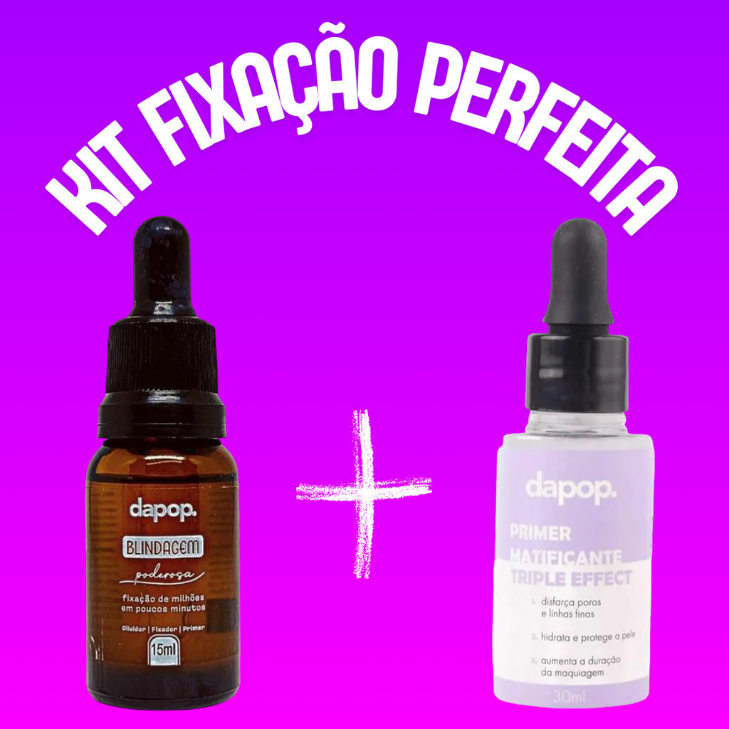 Kit Blindagem Poderosa de Maquiagem + Primer Facial Matificante Triple Effect Miss Lary