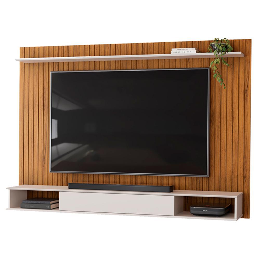 Painel Para TV Até 70 Polegadas Frisado Com Nichos River Madeirado/Off White em Oferta na Shopee