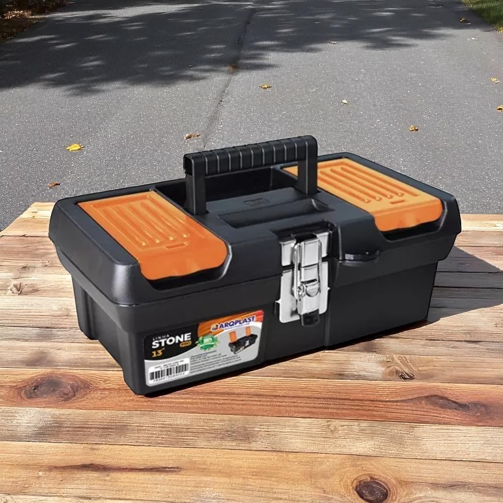 Maleta De Ferramentas Stone Pro Aço Alta 13" 25769 Arqplast Preta e Laranja em Oferta na Shopee