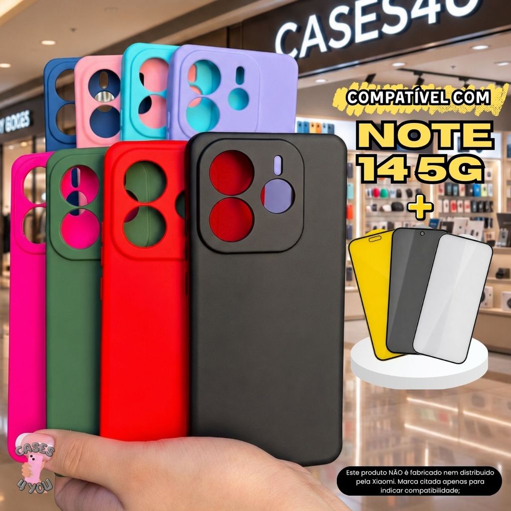 Capa Compatível Com Redmi Note 14 5G Capinha + Película 3D Cerâmica Privacidade 