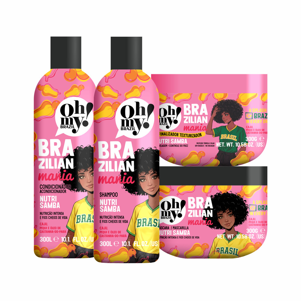 Kit Nutri Samba Oh My Brazilian Mania (4 itens) | Pra cabelos ondulados, cacheados e crespos