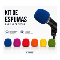 Kit 6 Espumas Anti Puff Coloridas Para Microfone Stagg Multicores