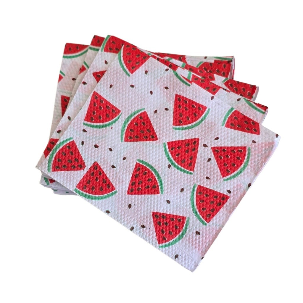 Kit 100 Guardanapos Festa Melancia 20x22cm Decoração Festa Magali Melancia Festa Frutas