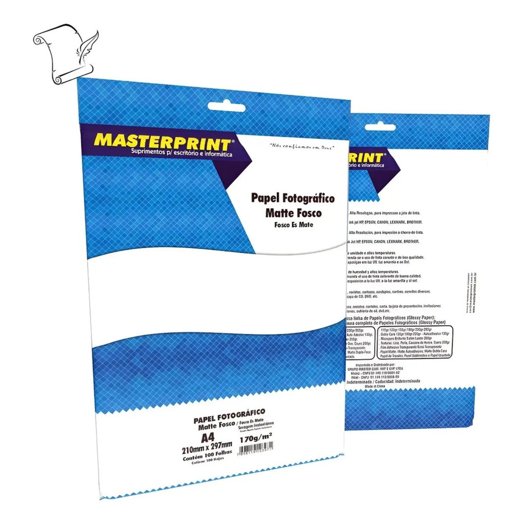 Papel Fotográfico Matte A4 170g 100 Folhas Masterprint