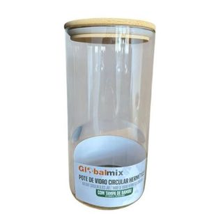 Pote de Vidro Hermético 1200ml com Tampa de Bambu Vedação Hermética Organizador para Mantimentos