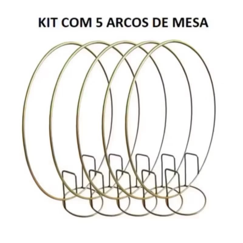 Kit 5 Mini Painel Arco De Mesa Para Festa Redondo Decoraçao 50cm Dourado