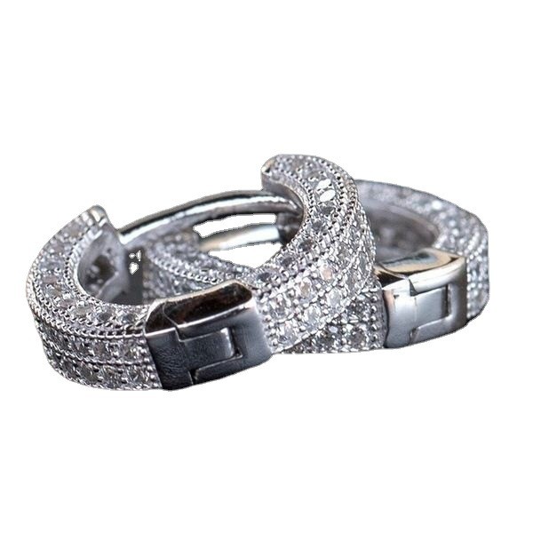 Brincos de diamante completo, novos fechos de brinco, brincos versáteis, argolas douradas masculinas, brincos femininos,