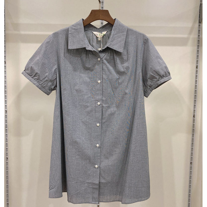 Gravidez cor primavera verão novo estilo puro algodão maternidade pequena camisa xadrez de manga curta topo maternidade 