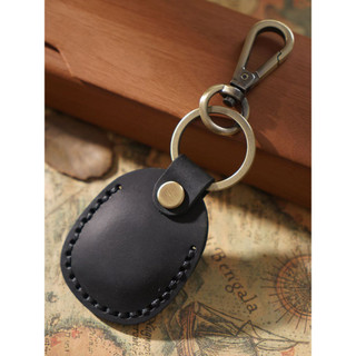 Chaveiro de couro de cavalo louco couro genuíno engrossado Retro chaveiro com Sensor capa com gancho chaveiro doméstico