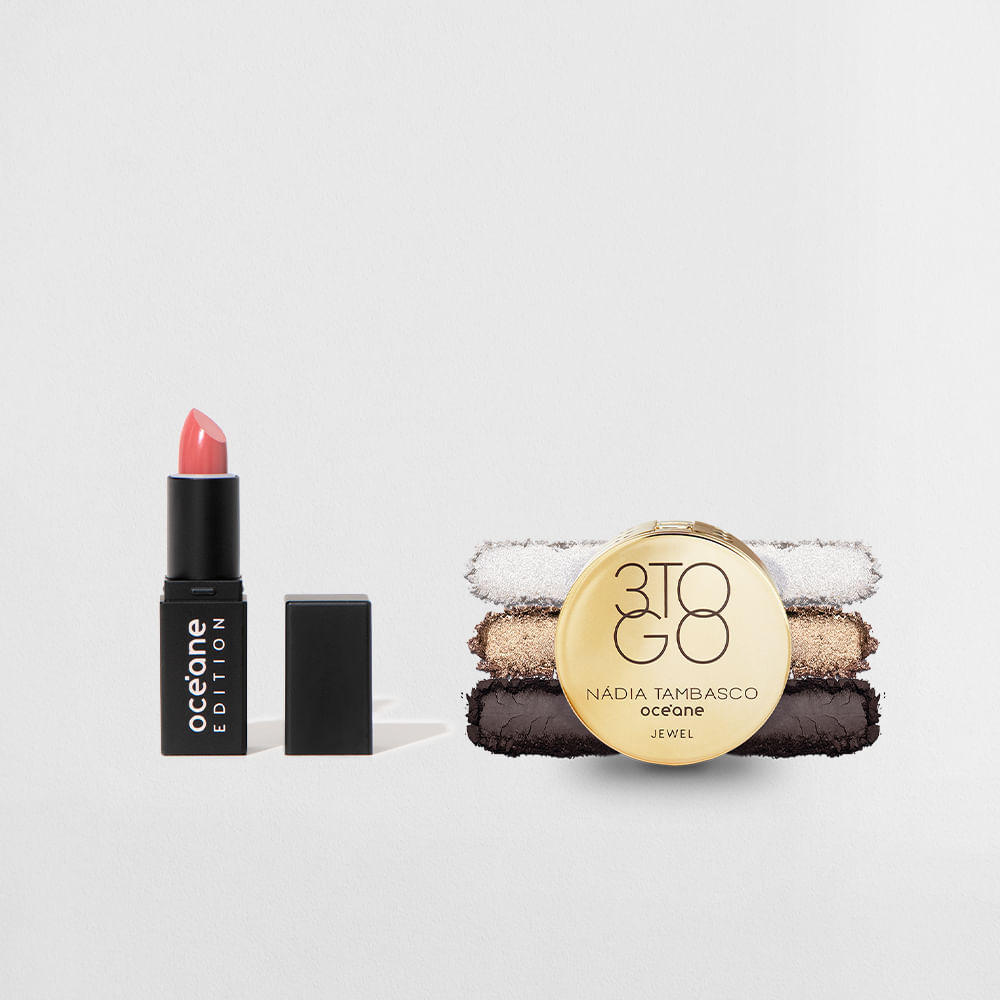 Kit Trio de Sombras 3 To Go Pallete Jewel + Mini Batom Sienna (2 Produtos)