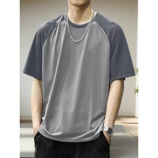 Workwear americano Retro contraste cor Fitness camiseta de secagem rápida correndo esportes mangas Raglan protetor solar