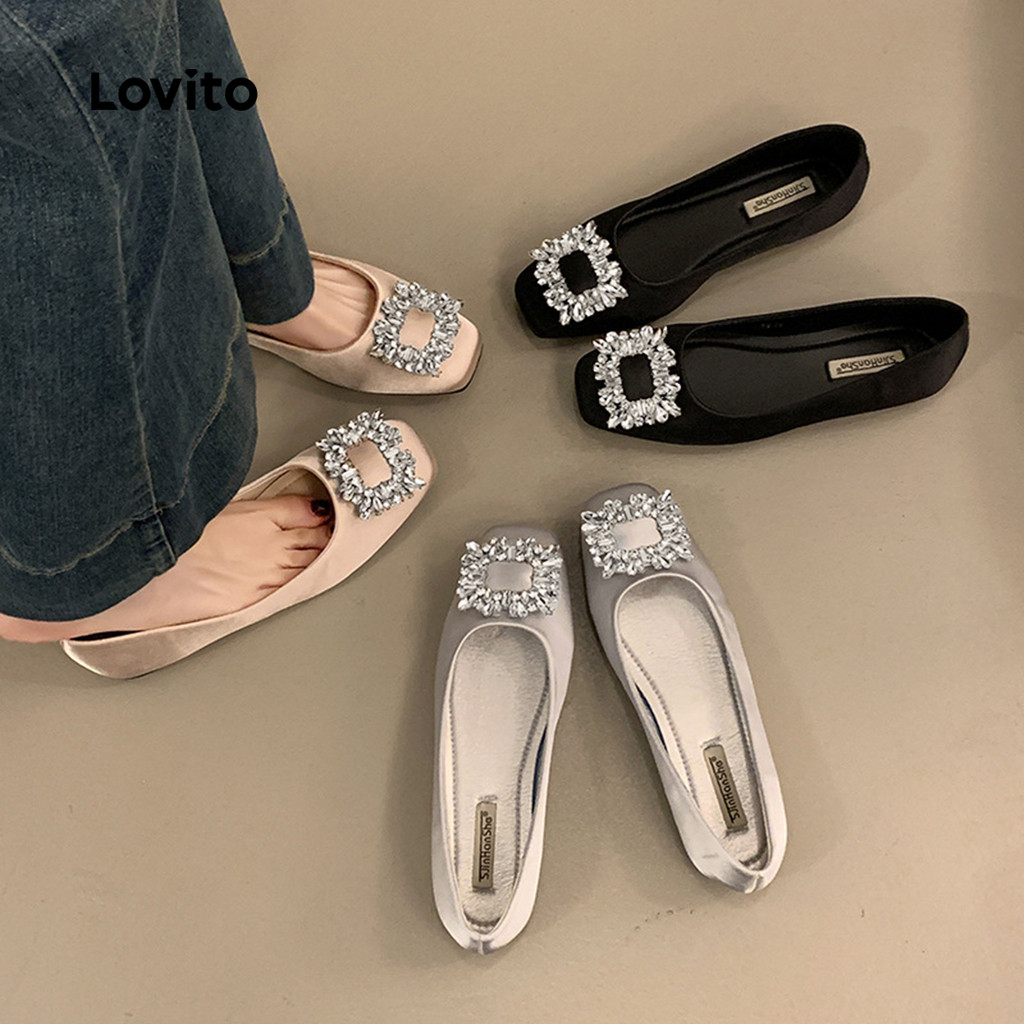 Lovito Elegante Tênis Feminino com Detalhes em Strass Clássico e Versátil para o Dia a Dia LFA82133