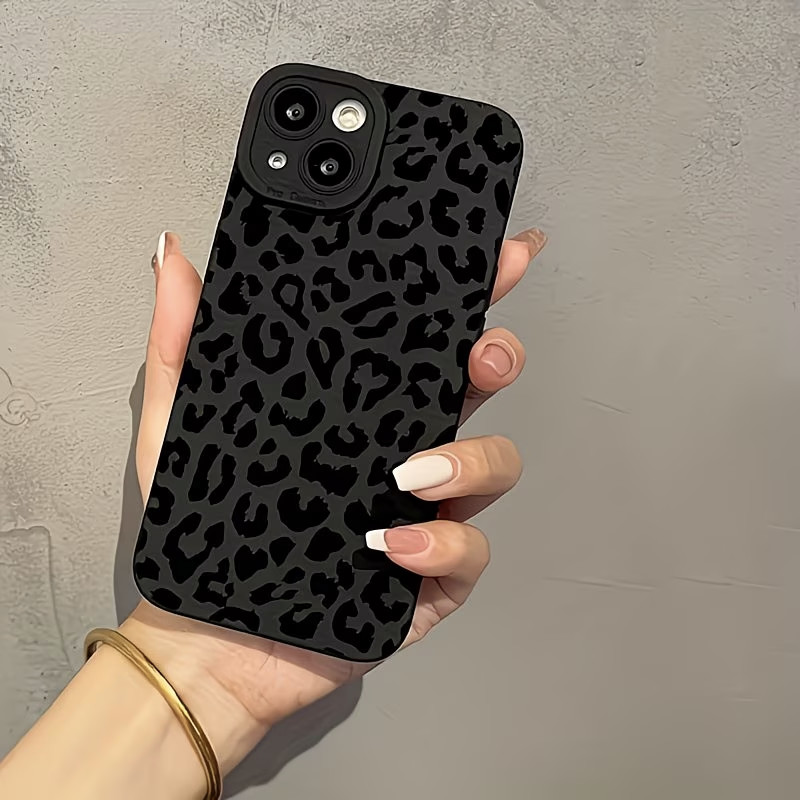 Capa Para iPhone 13 17 Air Pro Max 16 15 14 12 11 XS XR 7 8 Plus Silicone Macia Preto Leopardo Impressão ZYCase