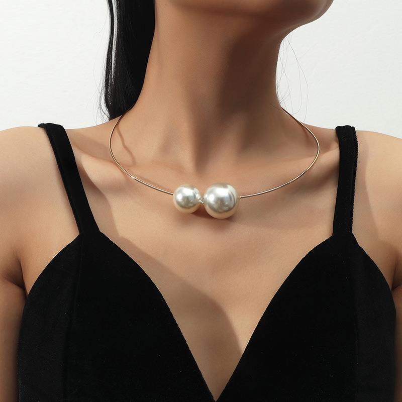 Colar de pérola aberto moda OL simples diamante-cravejado senhoras colar europeu americano boêmio colar comércio exterio