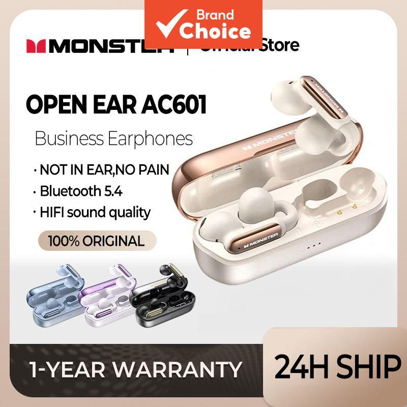 Fones De Ouvido Monster OPEN AC601 Sem Fio TWS ENC Redução De Ruído Clip-On HiFi Stereo HD Chamada Esportivos Com Microf