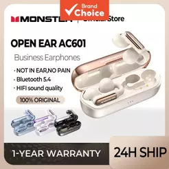Fones De Ouvido Monster OPEN AC601 Sem Fio TWS ENC Redução De Ruído Clip-On HiFi Stereo HD Chamada Esportivos Com Microf
