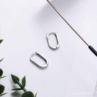 Brincos de Argola Prateados LUTER, 2 Peças de Brincos de Argola Ovais Pequenos para Mulheres, Brincos Minimalistas em Fo