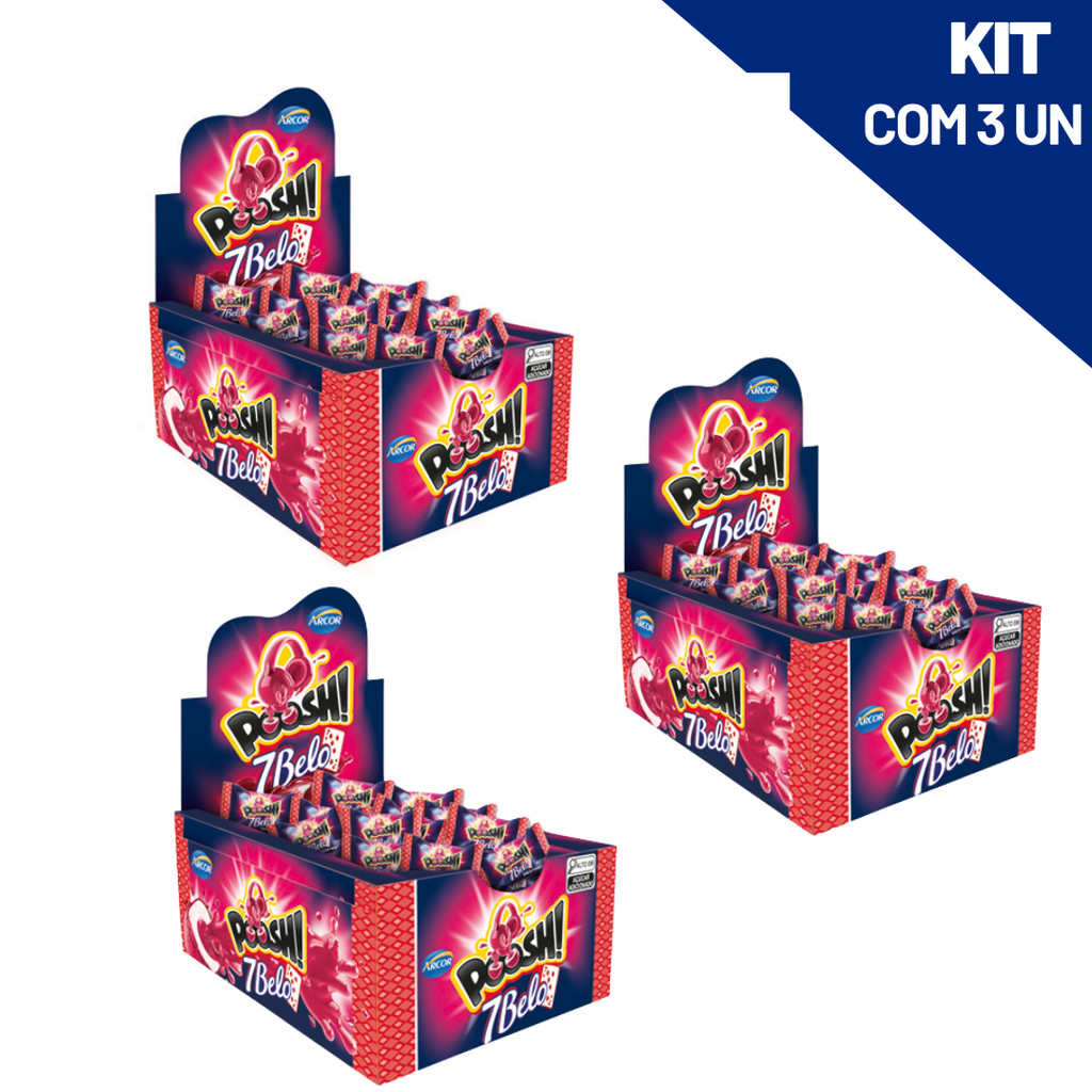 Kit Com 3 Chicle Poosh 7 Belo Framboesa
