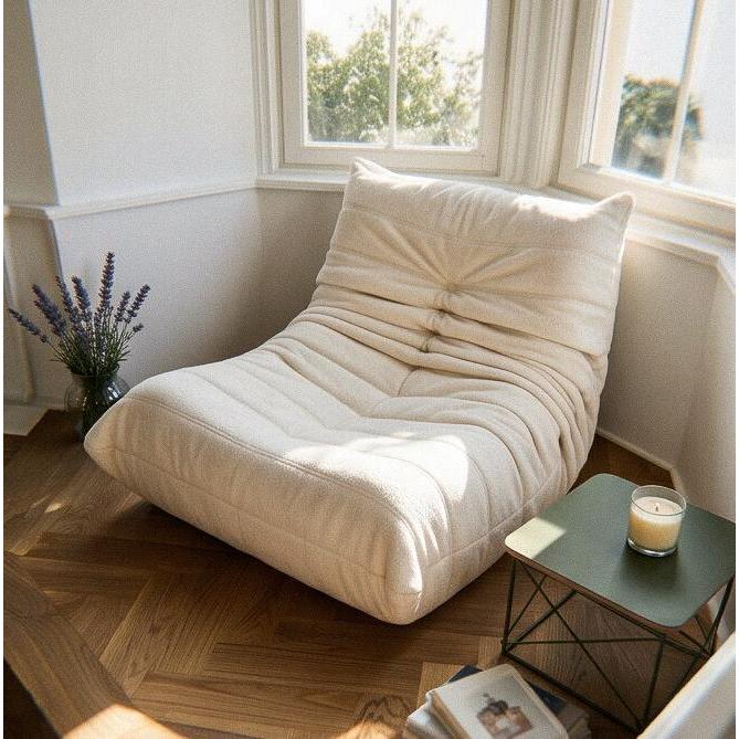 Poltrona Puff Retrô Inflow Boucle Vem Na Caixa Design Decorativo Para Sala e Quarto Moderno