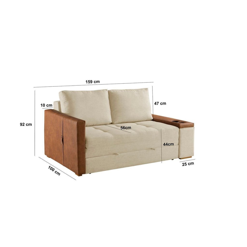 Sofa Cama para Sala de Estar 159cm x 92cm Anis Bege · foto 2