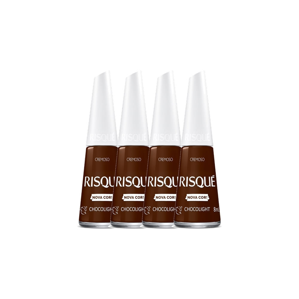 Kit 4 Esmalte Risqué Nova Cor Cremoso Cor Chocolight 8ml