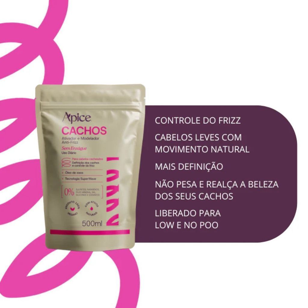 Detalhes do Ativador e Modelador Anti-Frizz Cachos Refil 500g Ápice