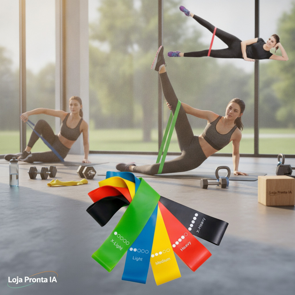 Conjunto Premium 5 Faixas Elásticas Mini Band Treino Fitness Funcional Fisioterapia Musculação 