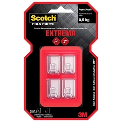 Gancho Pequeno SCOTCH Transparente com 4 Unidades 3M