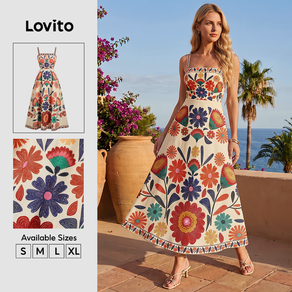Lovito Férias Vestido Vestido Resort Com Zíper Para Primavera/verão Feminino LBL29256
