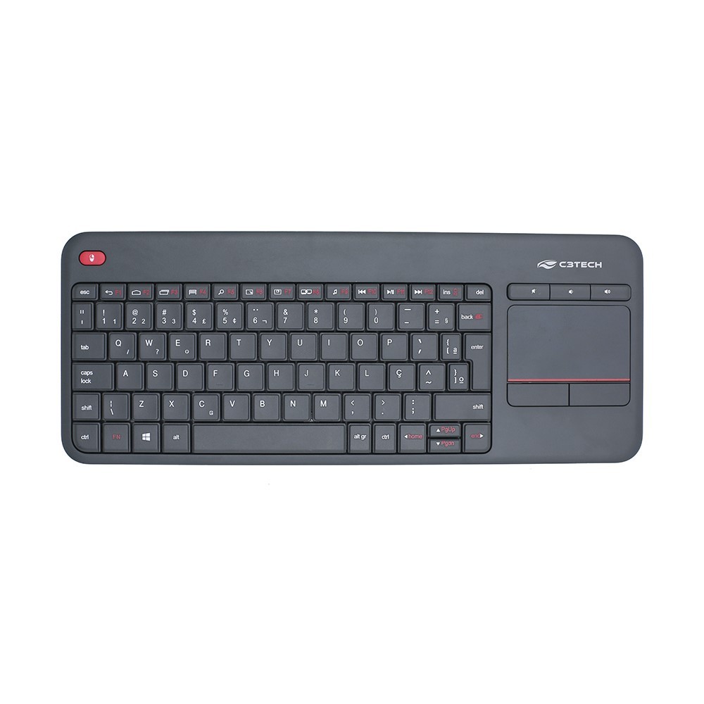 Teclado Sem Fio com Touchpad C3Tech K-WT200BK Wireless 2.4GHz para Smart TV, PC e Notebook