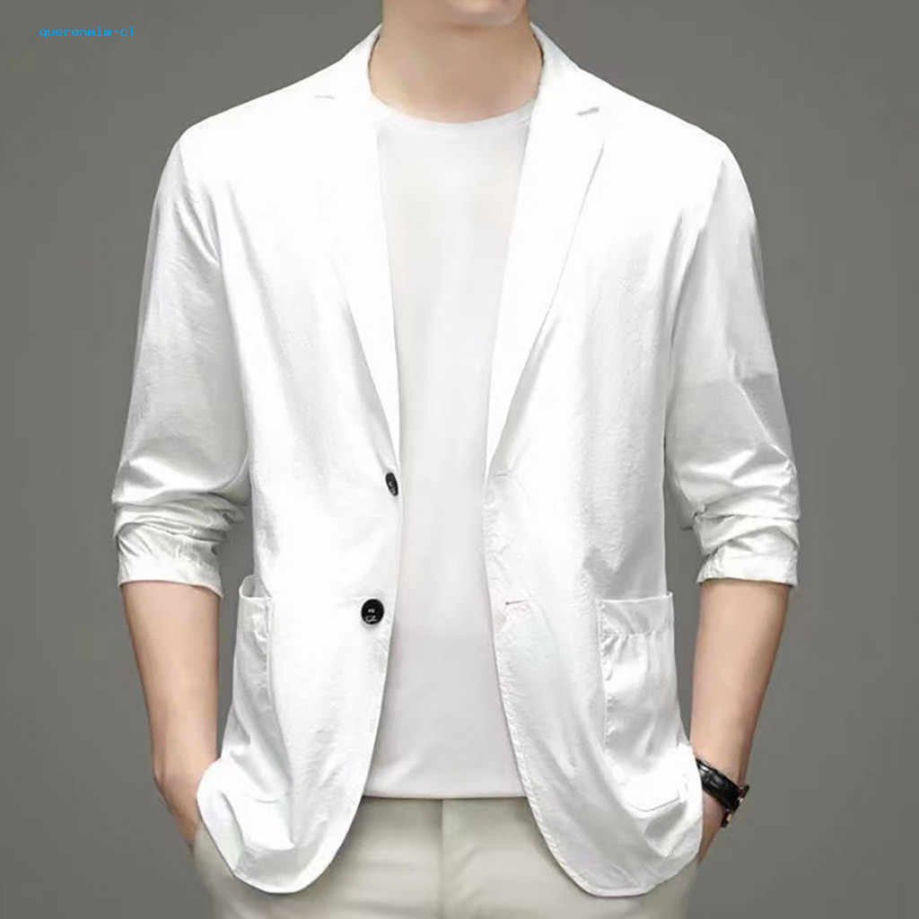 Luxurious Feel Suit Jacket Business Formal Coat Men's Single Breasted Long Sleeve Lapel with Pockets Solid Color Workwea