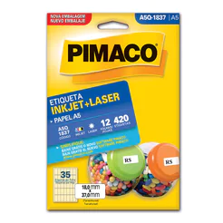 Etiqueta inkjet/laser A5Q1837 com 12 folhas Pimaco