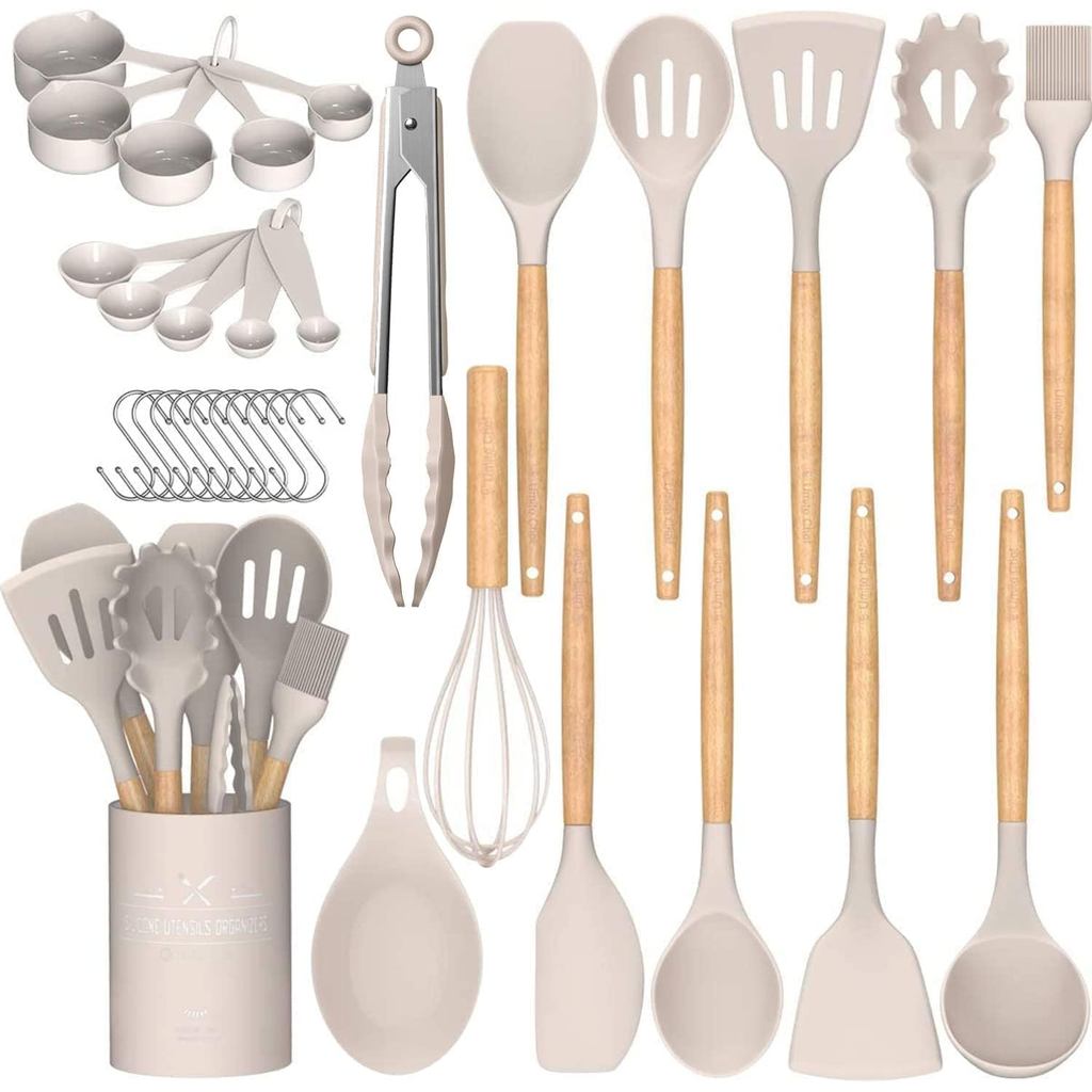 Conjunto de Utensílios de Cozinha Umite Chef, 33 peças de Utensílios de Cozinha de Silicone Antiaderente com Suporte, Ut