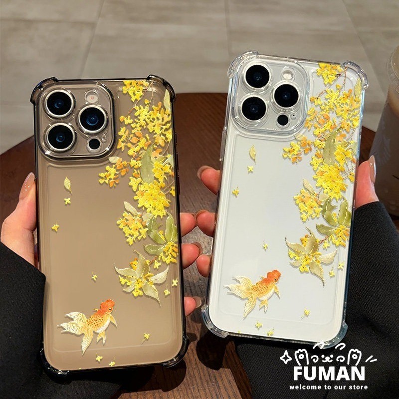 Osmanthus Goldfish Capa De Telefone Transparente De Quatro Cantos Para Samsung Galaxy A40 A36 A35 A34 A33 A32 A31 A30 A3