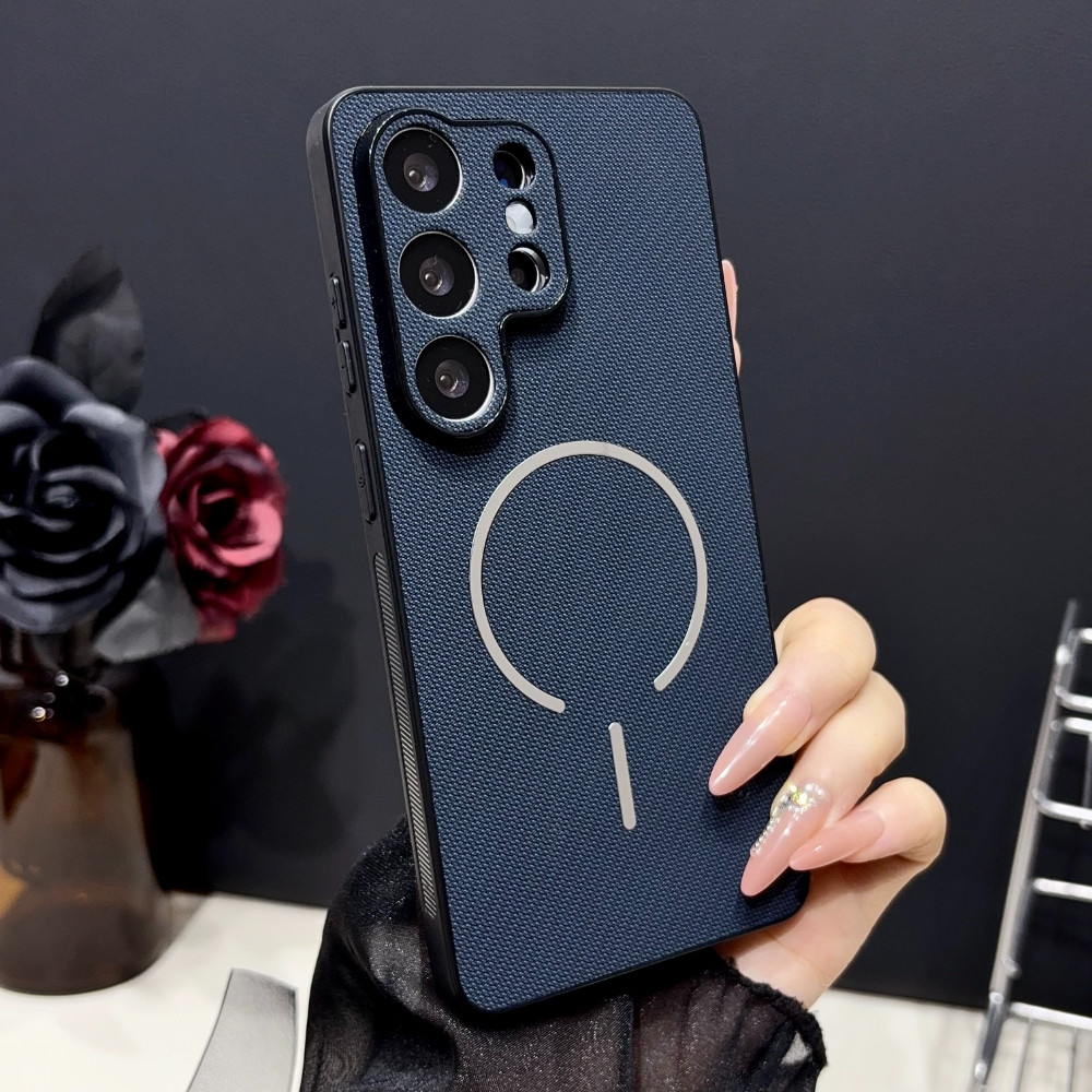 Capa De Telefone Magnética Tecida Tecnológica Para Samsung Galaxy A57 A37 A27 A56 A36 A26 A17 5G S26 S25 S24 S23 S22 Plu