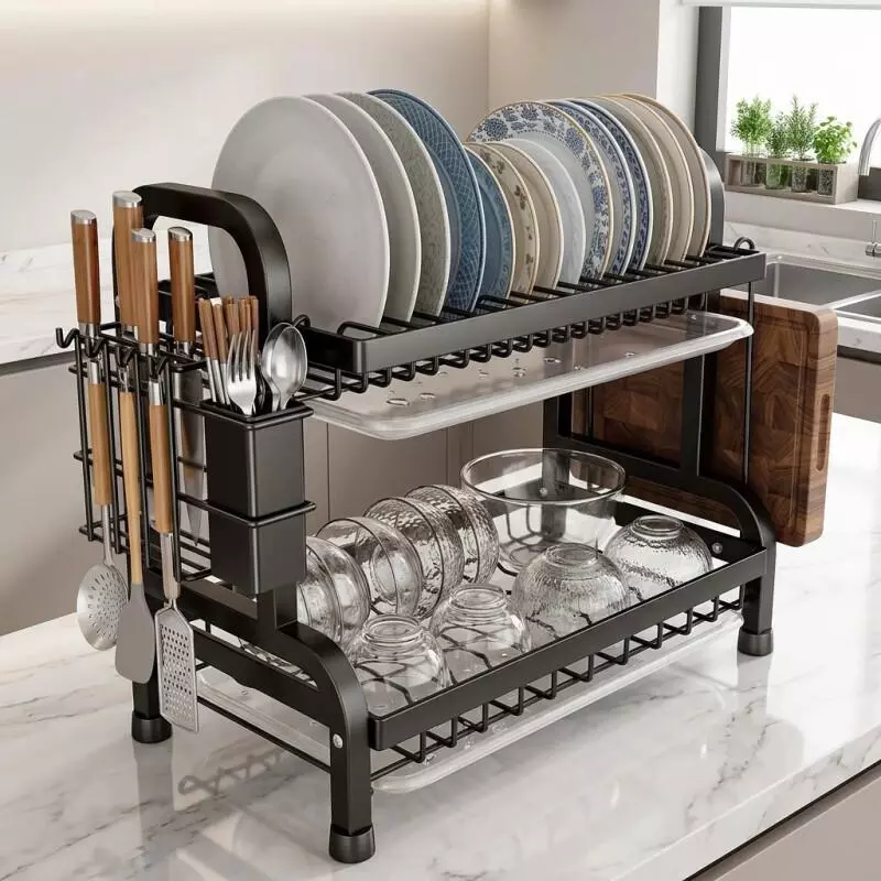 Escorredor de Louça Kitchen Rack em Aço Inoxidável Preto para Pia 43cm — foto 6
