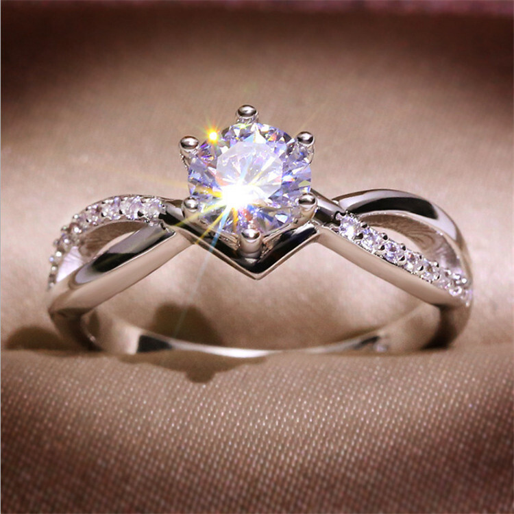 Simulação anel de diamante jóias namoro anel de diamante nicho simples anel de casamento feminino260729R RR