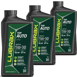 Kit 3 Litros De Oleo Lubrificante Do Motor Lubrax 5W30 Api SQ Ilsac Gf7A 100% Sintético